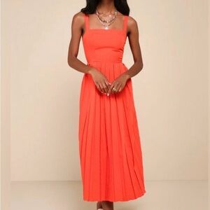 LULU'S Orange Midi Dress - fits like XXS/XS, tag says S! (NWT)